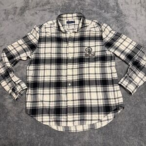 Polo Ralph Lauren Plaid Button Down Shirt Rhinestone RL Monogram Logo Women XL